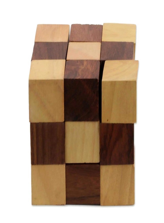 Luckymorden Handcrafted Cube-Shaped Wood Puzzle, Wooden IQ Teaser Puzzle Adult Snake Cube| Geometric Brain Teaser Ruler Cube Wedges Twist Puzzle, Wooden Snake Cube Puzzle - Image 2